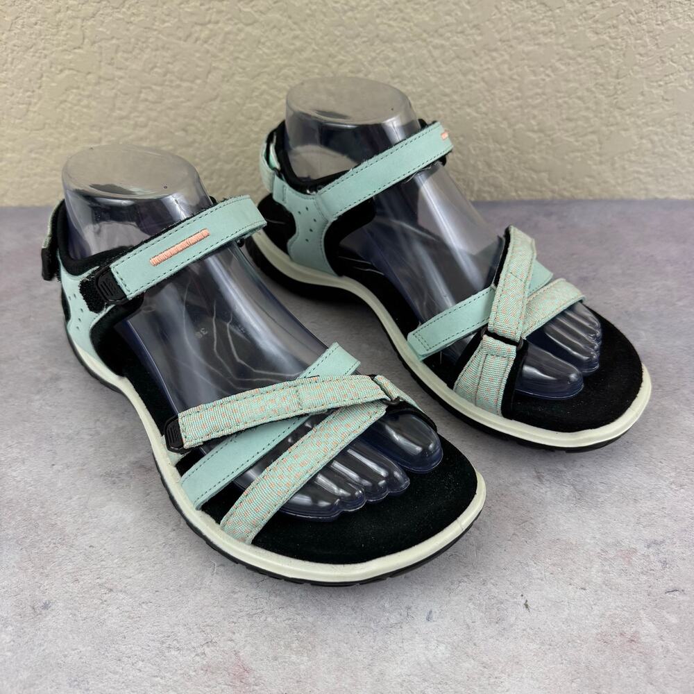 ECCO Sandals Womens 7-7.5 EU 38 Offroad Roam Aqua Peach Outdoor Adjustable